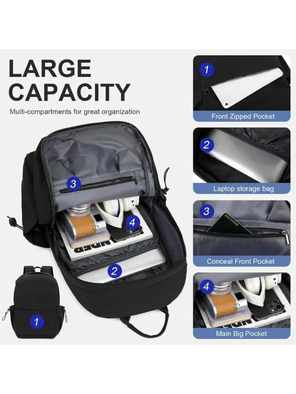 Lightweight Waterproof Laptop Backpack for Travel, Work, College, 15.6